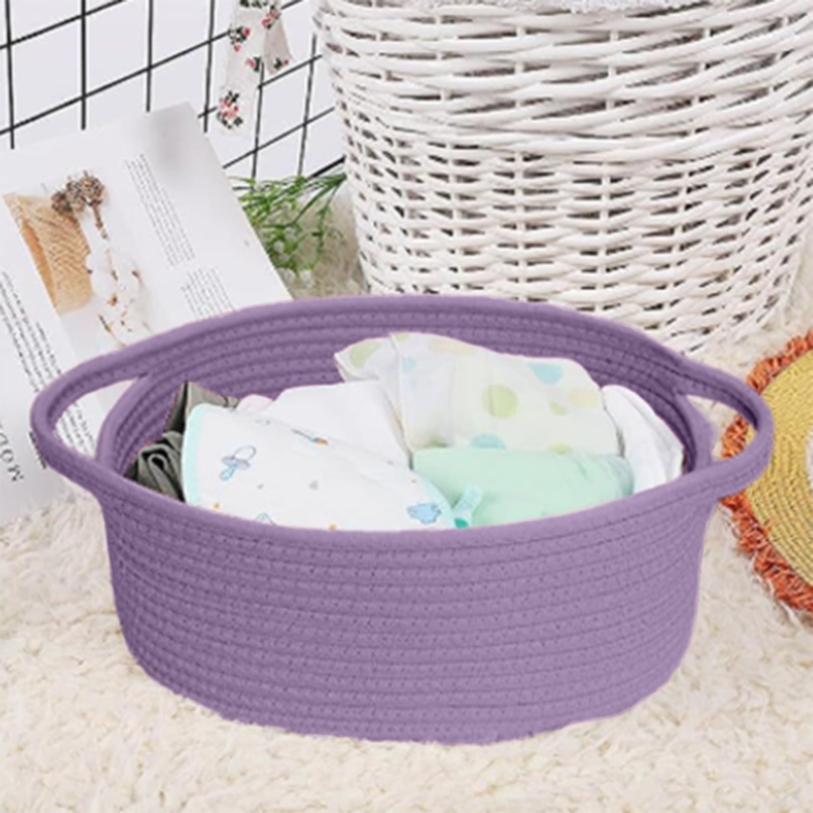1 Pcs Small Basket Empty Gift Basket, Small Woven Burr Basket with Gift Bags and Ribbons Durable Baskets for Baby Showers Christmas Easter with Gift Bags and Ribbons 11.81 x 5.1"