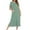 Army Green, variant on Fancifize Women Nightgown Zipper Front Long Nightwear Short Sleeves Nightdress With Pockets Casual Loungewear Pajamas
