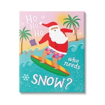 Who Needs Snow Surfing Santa Holiday Graphic Art Gallery Wrapped Canvas Print Wall Art