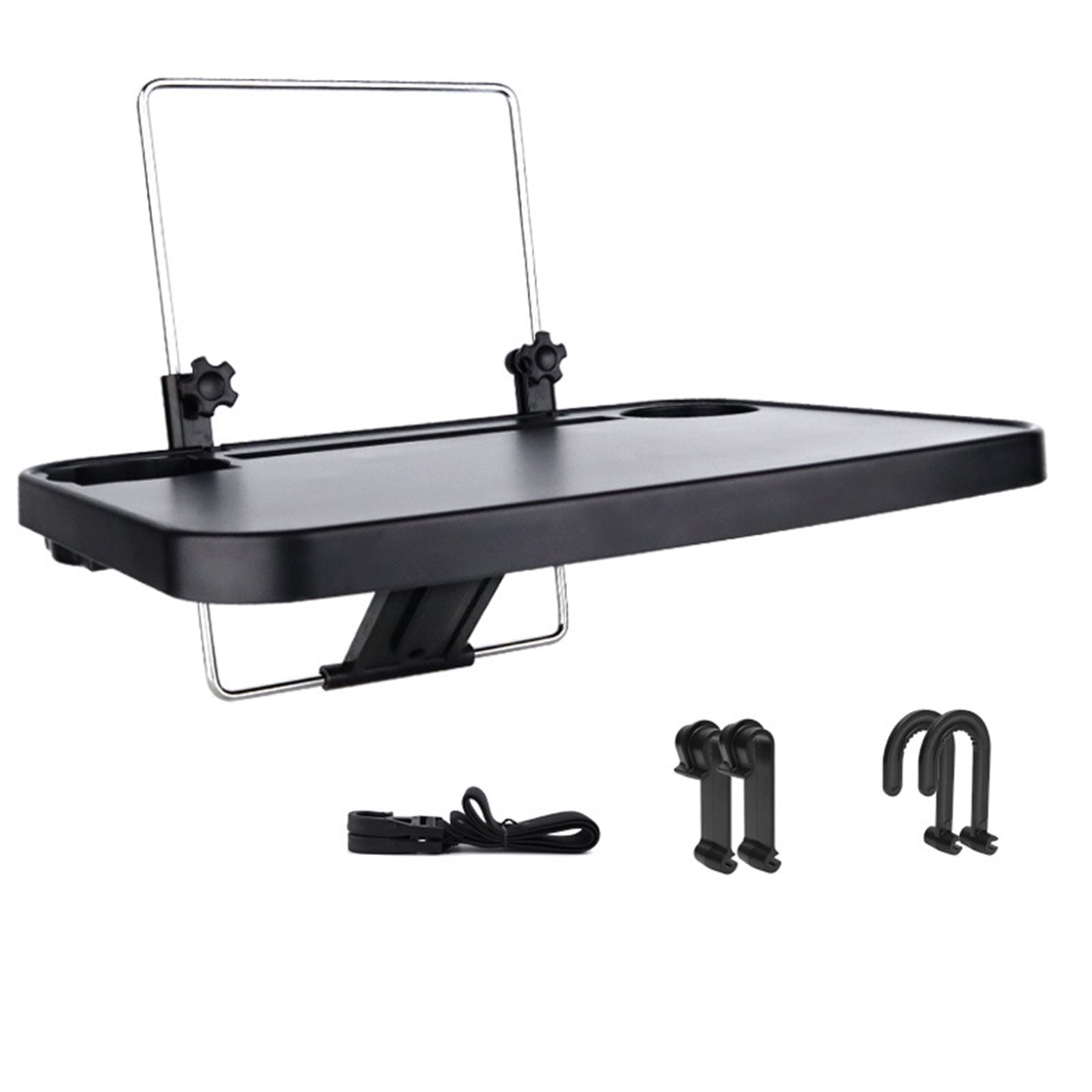 Foldable Car Seat Back Tray with Phone Mount, Hanging Car Steering Wheel Desk for Food Dining Drink Laptop, Portable Vehicle Travel Organizer for Work Eating Entertainment