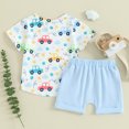 thumbnail image 3 of Bagilaanoe 2pcs Toddler Baby Boy Shorts Set Short Sleeve Print T Shirt Tops + Shorts 3M 6M 12M 18M 24M 3T Kids Casual Summer Clothes, 3 of 8
