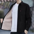 thumbnail image 1 of LIIPEE Men Shirts Casual Long Sleeve Solid Color Lapel Button Down Shirt Male Fashion Texture Thickened Corduroy Warm Tops Fall Winter Comfortable Breathable Soft Daily Shirts,Black,XL, 1 of 2