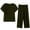 Army Green, variant on Women Summer Casual Two Piece Suit Pajamas Short Sleeved Round Neck Top/Shirt Set Cotton Silk Suit Large Size Comfortable Breathable Cardigan Button Pocket Pink Sizes L