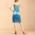 thumbnail image 4 of IWRICH Women's Dance Dress Tassel Salsa Dancewear Sequin Fringe Dress Modern Ballroom Outfits Sky Blue One Size, 4 of 6