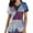 Marine, variante sur FcBaudy Hauts pour Femmes, Blouses & Chemises à Manches Courtes Col en V Col Rétro à Paillettes Imprimées Manches Courtes avec Poche Veste de Travail Protectrice Blouse pour Femmes