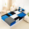 thumbnail image 5 of Castle Fairy Mid Century Geometric Panel Twin Sheets 3pcs,Minimalism Solid Block Bedding,Blue Gray Black,1 Flat Sheet, 1 Fitted Sheet and 1 Pillowcase, 5 of 7