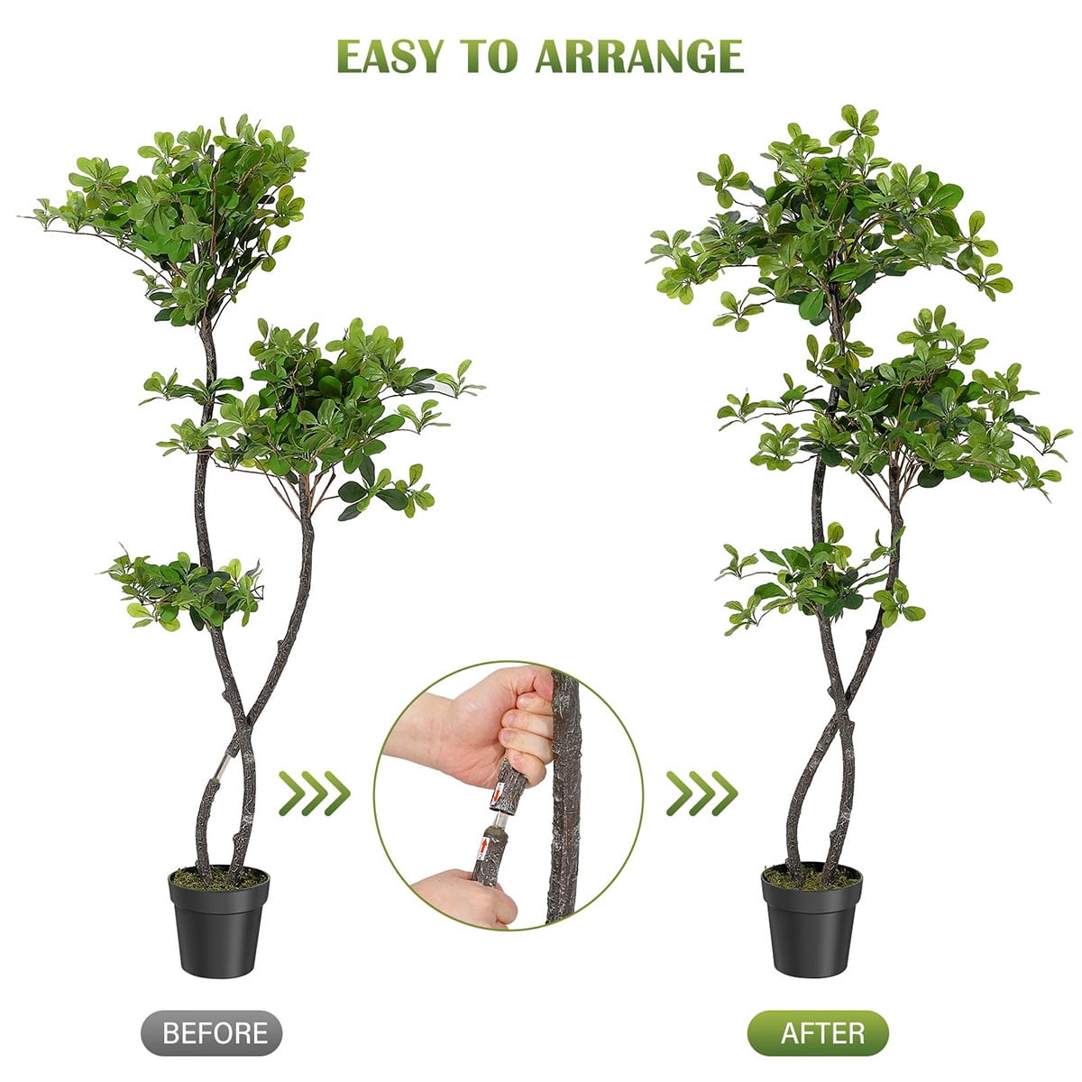 Ataucjin 5FT Artificial Plants Indoor,  Fake Olive Tree with 50 LED Lights Tall Fake Plants in Plastic Nursery Pot Fake Tree Artificial Trees for Home Decor Office Living Room