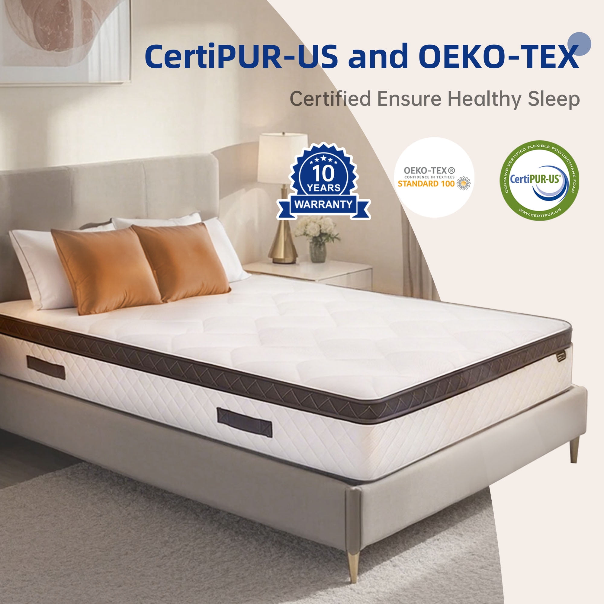 10" Twin Mattress Memory Foam & Individual Pocket Spring Hybrid Mattress, Medium Firmness, Mattress in a Box, CertiPUR-US