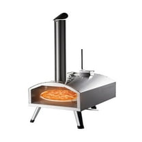 Westinghouse Homeware USA 12" Dual Fuel Gas Wood Pizza Oven with Rotating Stone - Silver