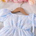 thumbnail image 4 of Mercatoo Toddler Girls Summer Dress Bubble Sleeve A Collar Button Crushed Light Blue Dress + Crossbody Bag Two-Piece Dress, 4 of 7