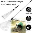 thumbnail image 3 of Collapsible Steel Leaf Rake,15 Teeth Stainless Steel Rake for Lawn Yard Garden, 63in, 3 of 10