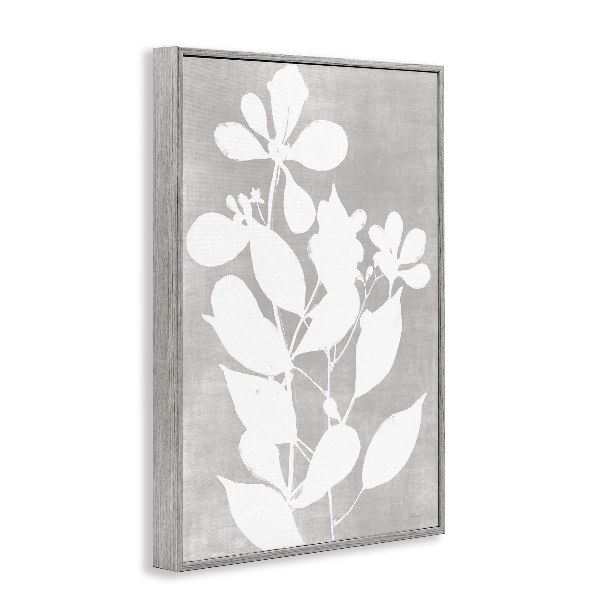 Stupell Industries Minimalist Foliage Impression Gray Framed Giclee Art, design by Stellar Design Studio
