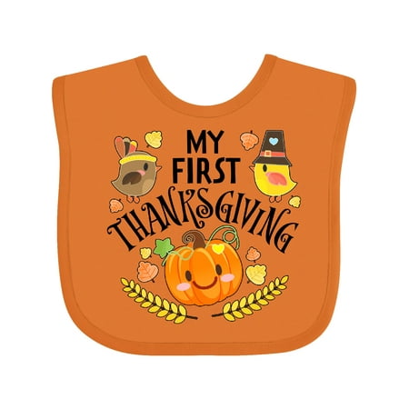 Inktastic My First Thanksgiving Autumn Birds Pumpkin Boys or Girls Baby Bib