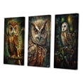 thumbnail image 3 of Designart "Magical and Wise Owl Portrait in the Forest II" Animals Owl Wall Art Set Of 3 - Owl Brown Gallery Wall Set For Home Decor, 3 of 6