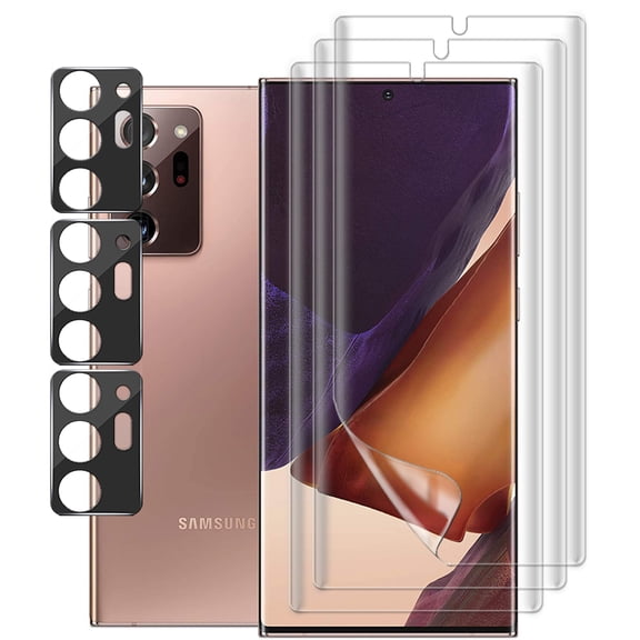 UZWZW 3 Pack Screen Protector for Samsung Galaxy Note 20 Ultra 5G / 4G (6.9 inches), Flexible Soft TPU Film with 3 Pack Camera Lens Protector
