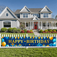 thumbnail image 6 of Blue Gold Happy Birthday Banner with Balloons Stars and Gifts Background Party Supplies for Birthday Parties Photography Props Decorations Backdrop, 6 of 8