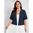 thumbnail image 5 of SHOWMALL Womens Plus Cropped Cardigan Open Front Shrug for Dresses Lightweight Bolero for Summer Navy Blue 2X, 5 of 8