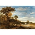 thumbnail image 2 of Jacob Salomonsz. van Ruysdael 24x18 Black Ornate Framed Double Matted Museum Art Print Titled: A Wooded Landscape with Cattle Resting, 2 of 5