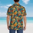 thumbnail image 3 of Lsque Skull And Flowers pattern Hawaiian Shirt for Men, Unisex Summer Beach Casual Short Sleeve Button Down Shirts-XX-Large, 3 of 9