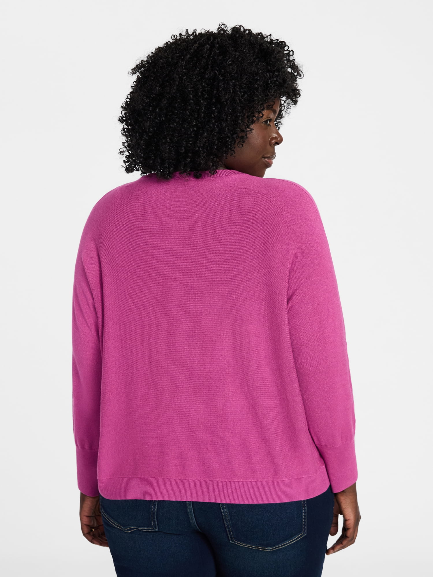 Terra & Sky Women's Plus Size Fine Gauge Dolman Sweater, Sizes 0X-5X