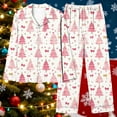 thumbnail image 4 of HOMBOM Womens Christmas Pajamas One Sets Pink Loungewear Button down Long Sleeve Sets Funny Festive Pjs for Women, 4 of 5