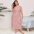 thumbnail image 6 of Women's Plus Size Nightgown Sleepwear Short Sleeve Sleep Pajamas Dress Floral Print Round Neck Nightwear Loungewear, 6 of 7