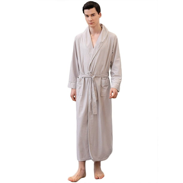 Batas de dormir de satén de manga larga para hombre, bata de baño absorbente y seca, suave, para el hogar, pijama para hombre