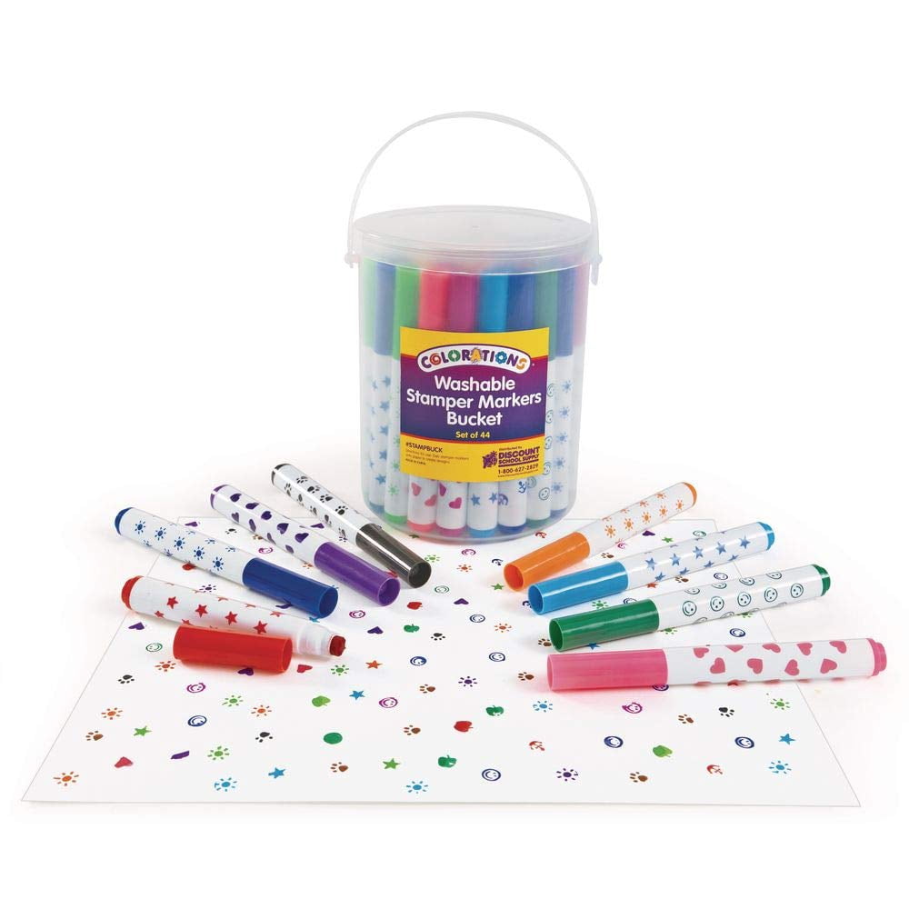 Colorations Washable Marker Stamper Bucket - 44 Pieces