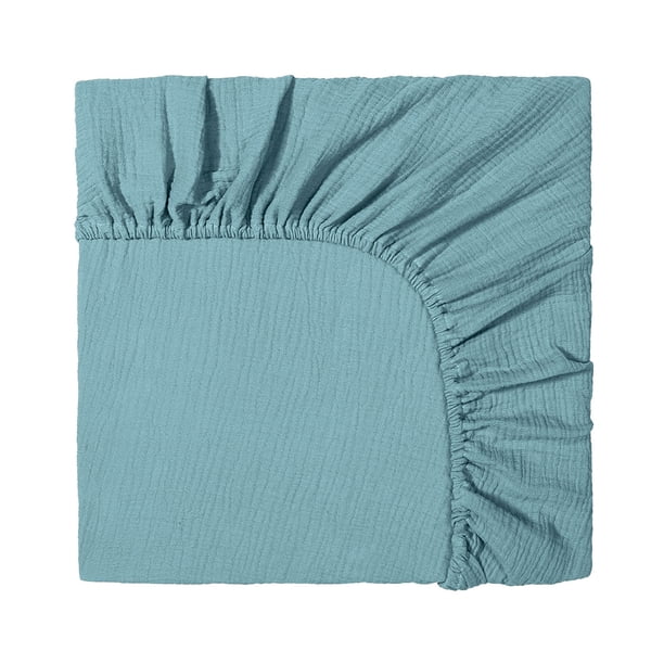 Funda de cama para cuna de tela arrugada de algodón, funda de cama para niños, sábana suave y transpirable de hilo de algodón