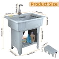 thumbnail image 4 of Eosunjian Utility Sink Laundry Tub Portable Hand Wash Station with Removable Washboard for Washing Room, Freestanding Utility Sink with Hose Hook up (Grey, 31" X 22" X 32"), 4 of 11