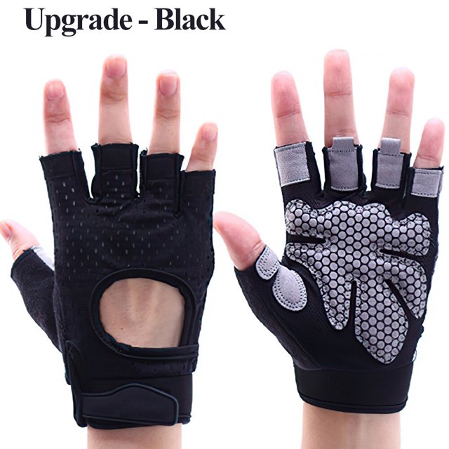 Guantes de entrenamiento sin dedos para hombres y mujeres, guantes de levantamiento de pesas con envolturas de muñeca, soporte para entrenamiento de gimnasio, protección completa de La Palma Fivean Guantes deportivos