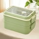 thumbnail image 5 of Fiambrera de microondas | Recipiente Bento Hermético y Sellado | Divisor para fruta y ensalada | Plástico 20x13x12cm | Blanco, Verde, Amarillo | Oficina, Viajes, Picnic | Palillos duraderos, 5 of 6