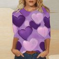 thumbnail image 2 of Tumotour Pullover Sweatshirts For Women Crew Neck 3/4 Sleeve Valentine'S Day Printed Tops Casual Cute Tunic Tops Tees Blouses Loose Pullover Tops, 2 of 5
