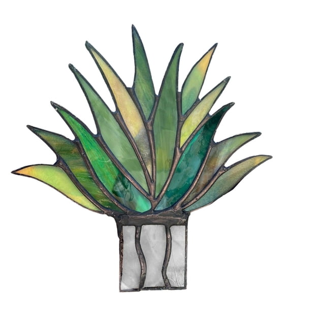 Plantas artificiales en maceta acrílicas decorativas de Aloe Monstrate 14x18cm Verde