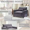 thumbnail image 3 of Armrest Sofa with Ottoman,Gexpusm Oversized Upholstered Corduroy Sofa Chair with Cup Holders & USB Ports for Bedroom,Living Room,Small Spaces,Lounge Sofa Chair,Gray, 3 of 7