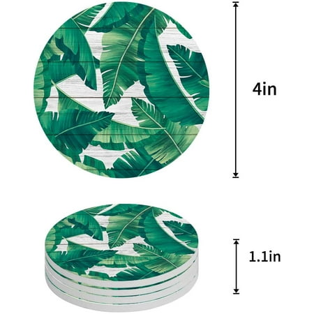 

ZHANZZK Tropical Palm Leaves Set of 8 Round Coaster for Drinks Absorbent Ceramic Stone Coasters Cup Mat with Cork Base for Home Kitchen Room Coffee Table Bar Decor