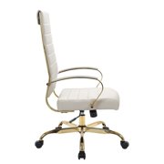 Benmar High-Back Tan Leather Office Desk Chair Ergonomic Executive Chair with Adjustable Swivel, Gold Frame with Cushion Support & Silent Wheels for Home Office Workstations