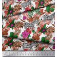 thumbnail image 3 of Soimoi Orange Rayon Fabric Tropical Leaves & Wild Animal Print Fabric by The Yard 56 Inch Wide, 3 of 3