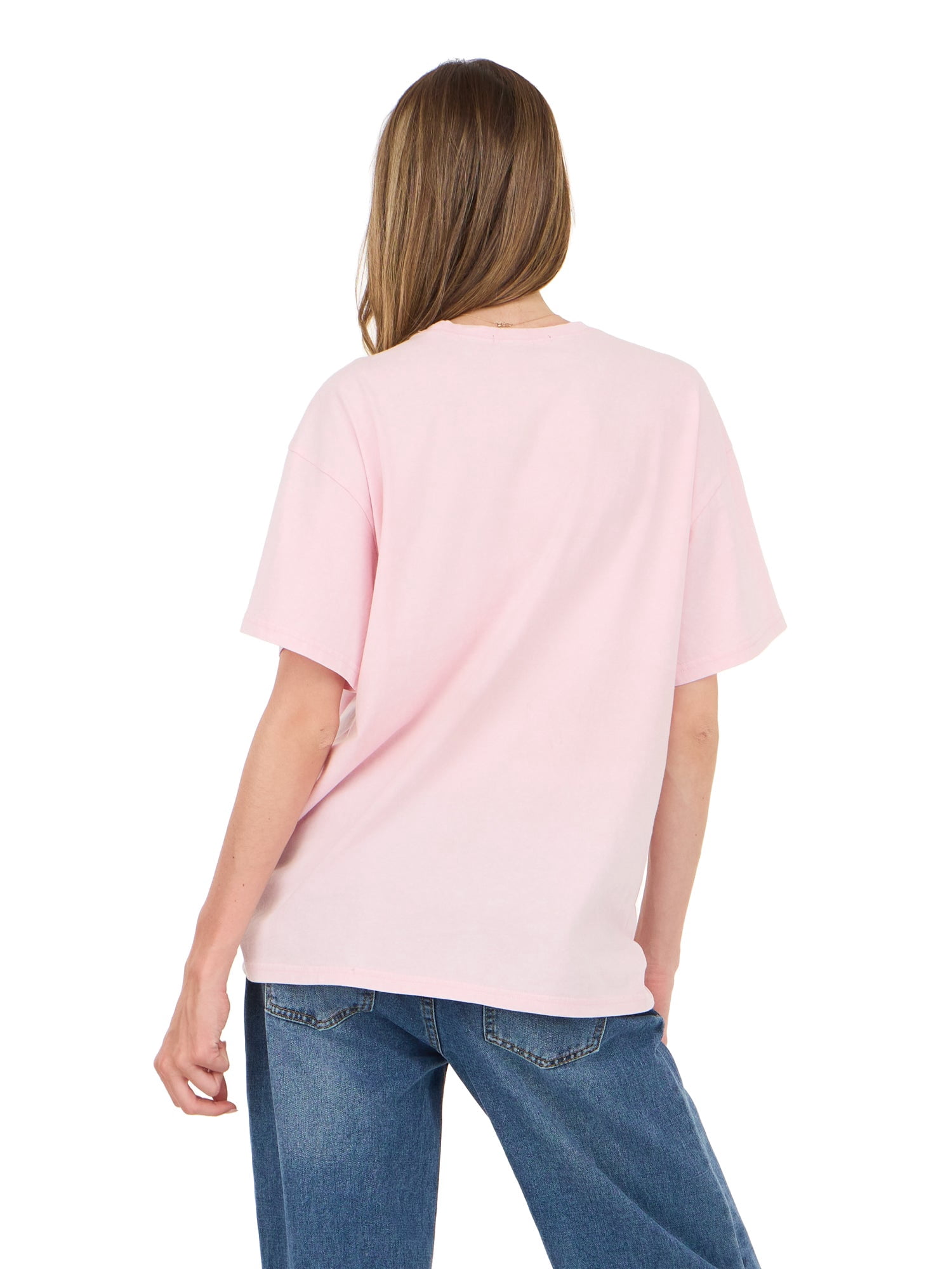 Forever 21 Women's Oversized Graphic Tee, Relaxed Fit Short Sleeve T-Shirt, Casual Streetwear Everyday Style Top, Pink, XXS-4X