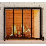 Fire Beauty Fireplace Screen, Wrought Iron Mesh, Baby Safe Spark Guard Protector with 2-Doors Large Flat Guard Screens (35 x 28 Inch)