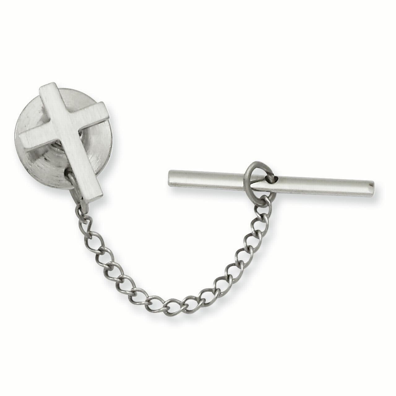 S M Diamonds Rhodium plated Small Plain Cross Tie Tack Walmart 