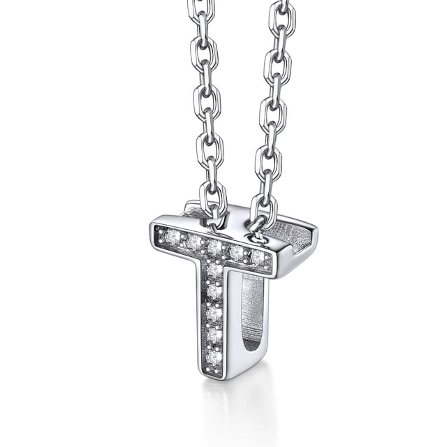 Silvora mujer plata esterlina inicial collar con chispeante circonita cúbica, letra T colgante collar para niñas adolescentes encanto joyería de cumpleaños