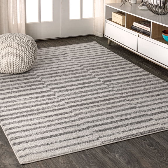 JONATHAN Y MOROCCAN HYPE 3 x 5 Area Rug, Lyla Offset Stripe - Gray/Cream, MOH204A-3