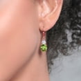 thumbnail image 3 of Gem Stone King 18K Rose Gold Plated Silver Green Peridot and White Moissanite Dangle Earrings for Women (6.54 Cttw, Gemstone August Birthstone, Oval 10X8MM, Trillion 5MM), 3 of 4