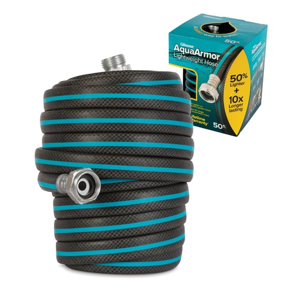 Gilmour AquaArmor 50 FT Lightweight Garden Hose 1/2", Kink-Resistant, Drinking Water Safe, 300 PSI