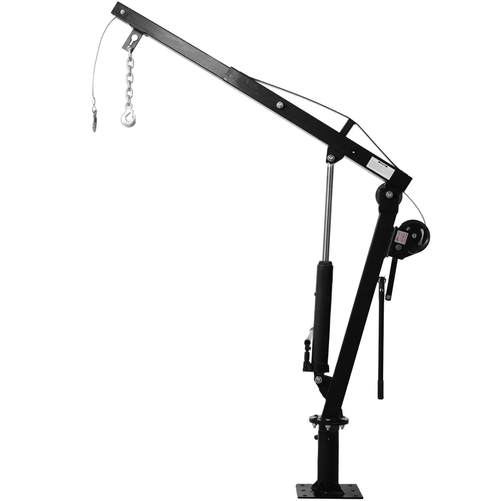 Hydraulic Pickup Truck Crane with Hand Winch, 2000LB Capacity Adjustable Boom Hoist with 360° Rotation