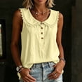 thumbnail image 5 of Women's Front Placket Top Baeitkot Women's Solid Color Casual Lace Up Front Placket Top Yellow L, 5 of 8