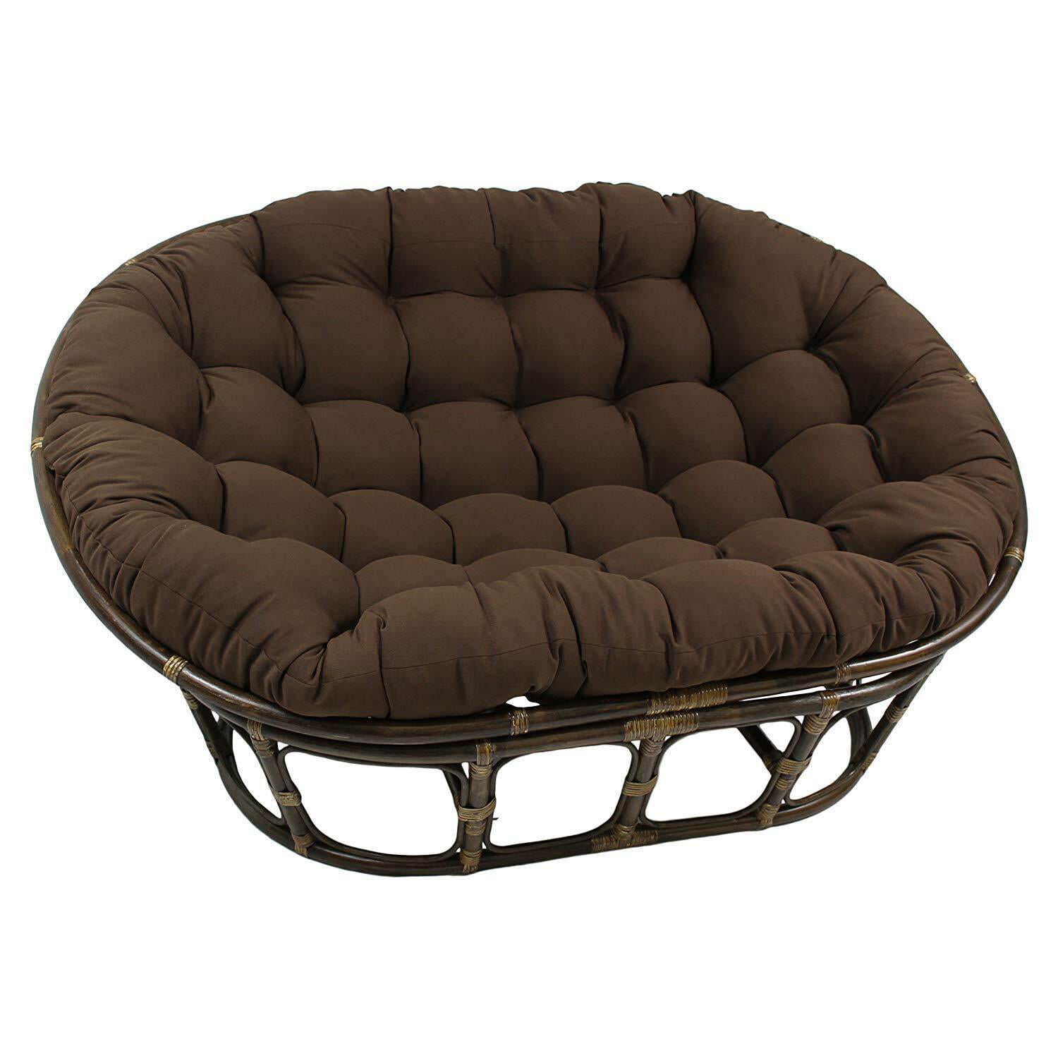 Chocolate 65-inch by 48-inch Solid Twill Double Papasan Cushion 