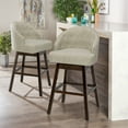 thumbnail image 3 of Gymax Swivel Tufted Bar Height Pub Chairs with Rubber Wood Legs, Beige (Set of 2), 3 of 9