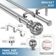 thumbnail image 3 of Urbanest Fluted Ball Manhattan 1" 5/8" Double Drapery Curtain Window Rod Set - 84" to 120", Brushed Steel, 3 of 6